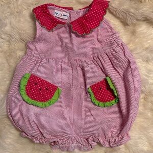 Pink and Green Watermelon-Themed Kids One Piece